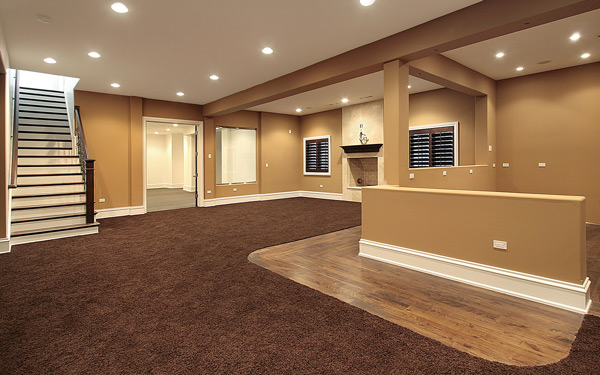 Professionally remodeled basement