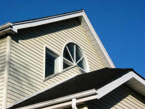 fragment of a house on with bright blue sky