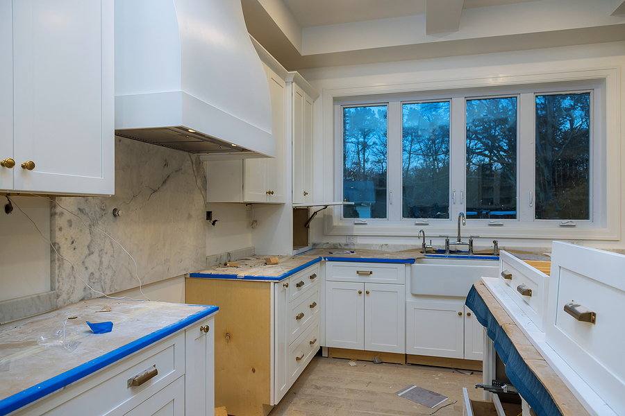 A kitchen renovation in progress.