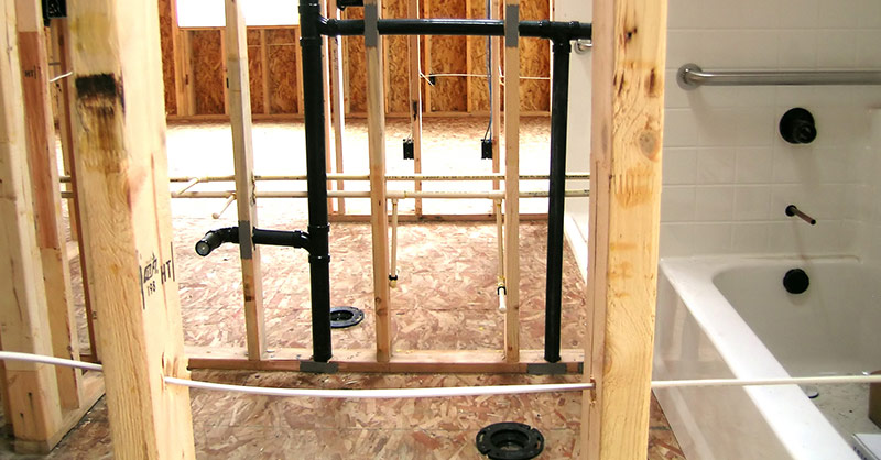 interior of a bathroom during renovation