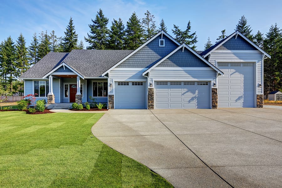 Modern home with new blue siding.